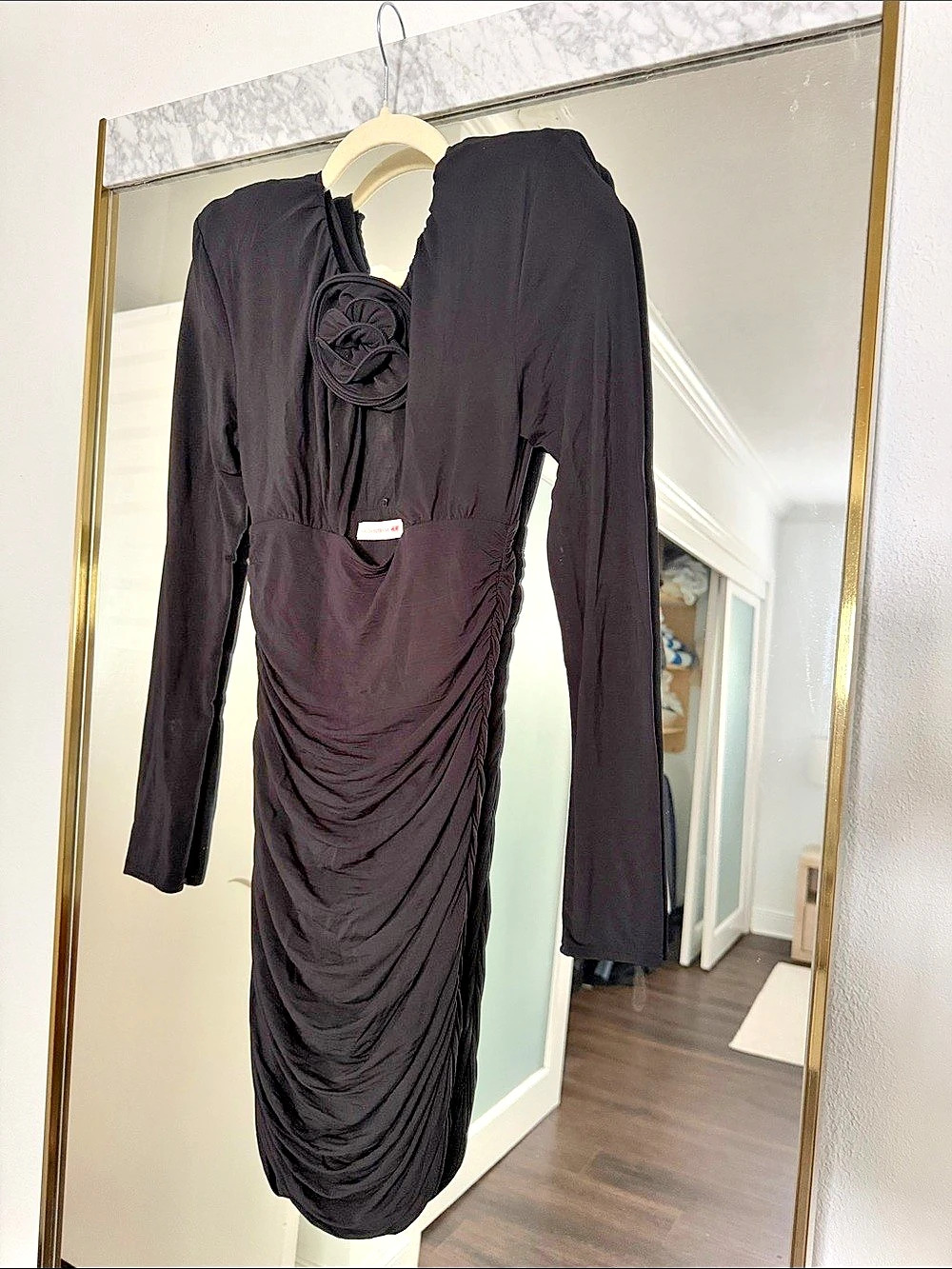Magda Butrym Ruched Mini Dress in Black Size XS Like New